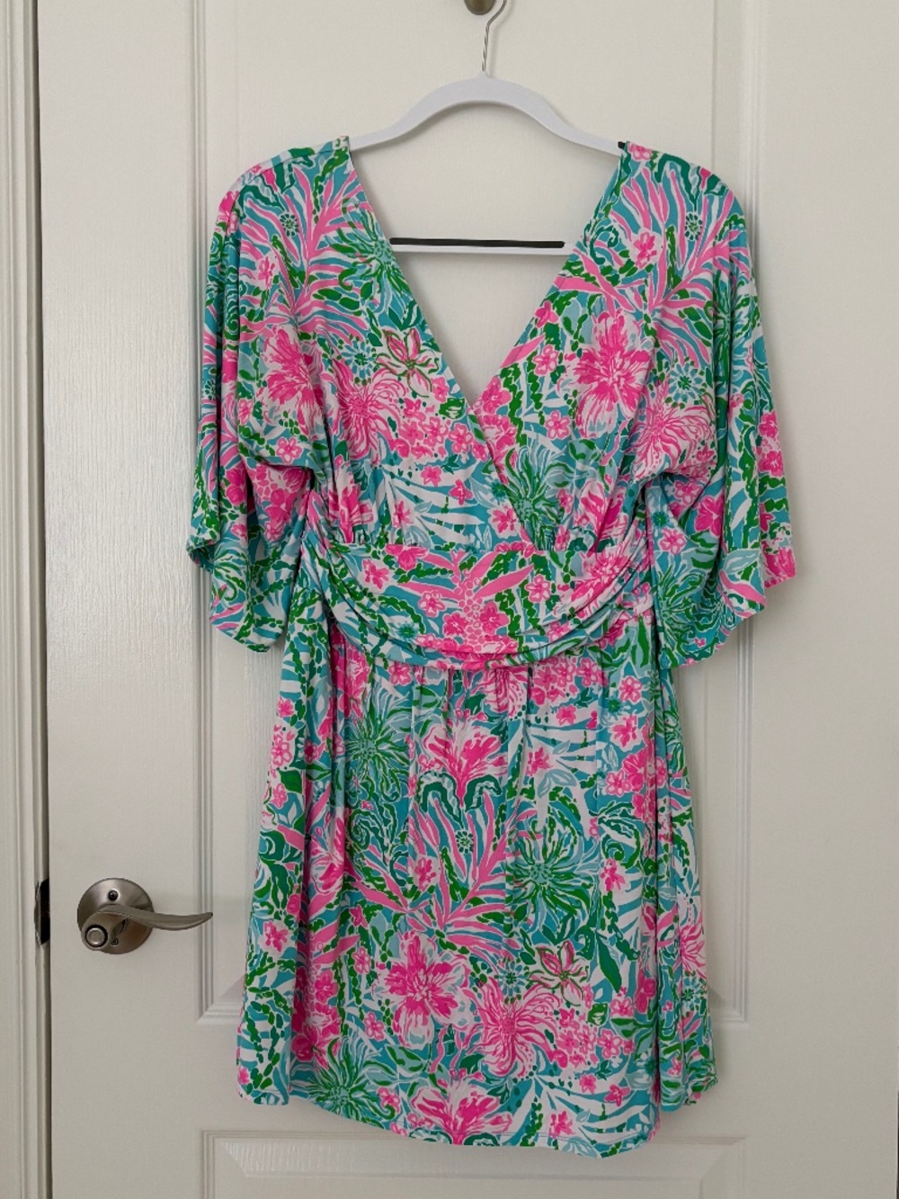 Lilly Pulitzer Parigi Romper Amalfi Blue Leaf It Wild Size L Like New Condition